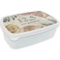MuchoWow Broodtrommel Wit - Lunchbox - Brooddoos - 12,5 jaar getrouwd - Quotes - Jubileum - Spreuken - 18x12x6 cm - Volwassenen