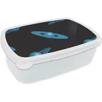 MuchoWow Broodtrommel Wit - Lunchbox - Brooddoos - Planeten - Blauw - Kinderen - Design - 18x12x6 cm - Volwassenen