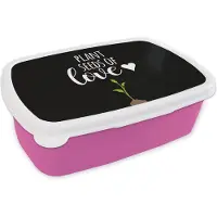 MuchoWow Broodtrommel Roze - Lunchbox - Brooddoos - Quotes - Plant seeds of love - Spreuken - 18x12x6 cm - Kinderen - Meisje