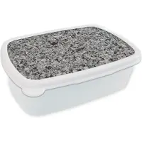 MuchoWow Broodtrommel Wit - Lunchbox - Brooddoos - Steen - Graniet - Grijs - Zwart - 18x12x6 cm - Volwassenen