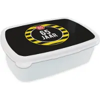 MuchoWow Broodtrommel Wit - Lunchbox - Brooddoos - Jubileum - Versiering - 65 jaar - 18x12x6 cm - Volwassenen