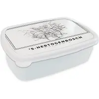 MuchoWow Broodtrommel Wit - Lunchbox - Brooddoos - Stadskaart – Zwart Wit - Kaart – 'S Hertogenbosch – Nederland – Plattegrond - 18x12x6 cm - Volwassenen