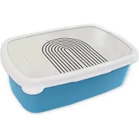 MuchoWow Broodtrommel Blauw - Lunchbox - Brooddoos - Kunst - Design - Zwart - Wit - 18x12x6 cm - Kinderen - Jongen