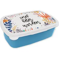 MuchoWow Broodtrommel Blauw - Lunchbox - Brooddoos - Beterschap - Quotes - Plant - 18x12x6 cm - Kinderen - Jongen