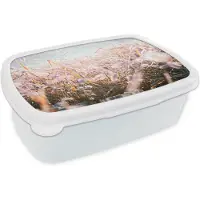 MuchoWow Broodtrommel Wit - Lunchbox - Brooddoos - Gras - Zon - Winter - Sneeuw - 18x12x6 cm - Volwassenen