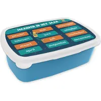 MuchoWow Broodtrommel Blauw - Lunchbox - Brooddoos - Kinderkamer - Maanden - Educatief - Jongens - Meisjes - Kinderen - Kids - 18x12x6 cm - Kinderen - Jongen