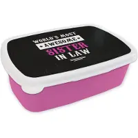 MuchoWow Broodtrommel Roze - Lunchbox - Brooddoos - Design - Zus - Spreuken - 18x12x6 cm - Kinderen - Meisje
