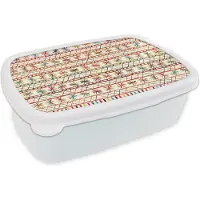 MuchoWow Broodtrommel Wit - Lunchbox - Brooddoos - Regenboog - Zuid-Amerika - Patronen - 18x12x6 cm - Volwassenen