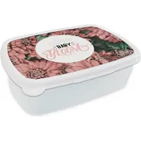 MuchoWow Broodtrommel Wit - Lunchbox - Brooddoos - 'Bloom baby bloom' - Spreuken - Quotes - 18x12x6 cm - Volwassenen