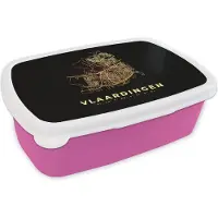 MuchoWow Broodtrommel Roze - Lunchbox - Brooddoos - Stadskaart - Vlaardingen - Kaart - Plattegrond - Nederland - 18x12x6 cm - Kinderen - Meisje