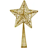 COSY&TRENDY Kunststof ster piek/kerstboom topper glitter goud 28 cm - kerstboompieken