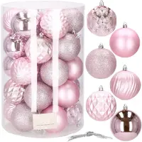 Springos Kerstballen 30 Stuks 8 cm Roze