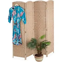 Relaxdays kamerscherm - paravent - 4-delig - omkleedscherm - opvouwbaar - hout - natuur