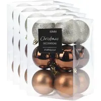 Christmas Decoration 48x stuks kerstballen mix herfstkleuren glans/mat/glitter kunststof diameter 6 cm - Kerstboom versiering