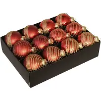 Othmar decorations Bellatio decorations Kerstballen - 12x - luxe - rood/goud - glas - Kerstbal