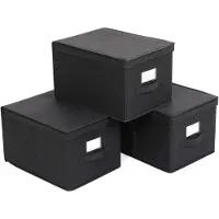 Songmics Vouwdoos met deksel, set van 3, Zwart