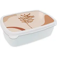 MuchoWow Broodtrommel Wit - Lunchbox - Brooddoos - Zomer - Plant - Bruin - 18x12x6 cm - Volwassenen