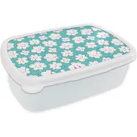 MuchoWow Broodtrommel Wit - Lunchbox - Brooddoos - Patronen - Wolk - Lucht - Jongens - Kinderen - Kids - 18x12x6 cm - Volwassenen