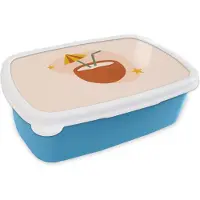 MuchoWow Broodtrommel Blauw - Lunchbox - Brooddoos - Cocktail - Kokosnoot - Zomer - 18x12x6 cm - Kinderen - Jongen