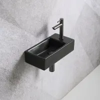 Guido Gusto Fonteinset Mia 40.5x20x10.5cm mat zwart rechts inclusief fontein kraan, sifon en afvoerplug gun metal