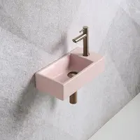 Guido Gusto Fonteinset Mia 40.5x20x10.5cm mat roze rechts inclusief fontein kraan, sifon en afvoerplug copper