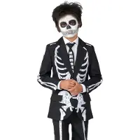 Suitmeister kostuum halloween Skeleton Grunge zwart/wit Jongens Polyester Reverskraag - maat 158/176