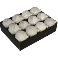 Othmar decorations kerstballen - luxe - 12x - wit - D7,5 cm - glas - Kerstbal