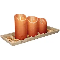 Anna's Collection Dienblad met steentjes en LED kaarsen - koper - L39 x B15 cm