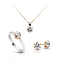 Diamonfire - Zilveren set Maat 18.5 - Ring, Collier, Oorbellen - Roseverguld