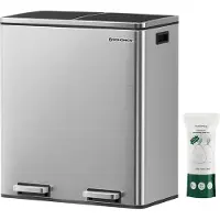 OEM Keukenafvalbak - 2 compartimenten - Afvalscheidingssysteem - Chroom - 60 liter