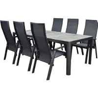 AVH-Collectie Nancy New Delhi dining tuinset 220x100xH74,5 7 delig aluminium verstelbaar