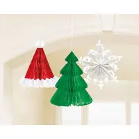 Amscan Honeycomb Set Kerstboom - 3 Stuks