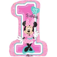 Amscan Folieballon 1st Birthday Minnie Mouse XL cijfer