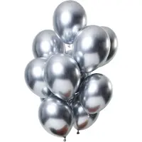 Folat Chrome ballonnen 33cm Spiegeleffect Zilver Premium - 12 Stuks