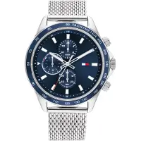 Tommy Hilfiger Accessoires Miles Chronograaf Mesh Armband Horloge in marineblauw zilver