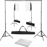 vidaXL Fotostudioset met softboxlampen en achtergrond