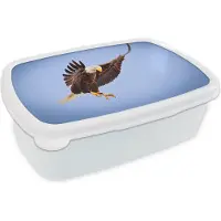 MuchoWow Broodtrommel Wit - Lunchbox - Brooddoos - Arend - Lucht - Dier - 18x12x6 cm - Volwassenen