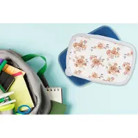 MuchoWow Broodtrommel Blauw - Lunchbox - Brooddoos - Rozen - Bohemian - Bruin - 18x12x6 cm - Kinderen - Jongen
