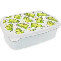 MuchoWow Broodtrommel Wit - Lunchbox - Brooddoos - Draak - Jongen - Sterren - Regenboog - Design - 18x12x6 cm - Volwassenen