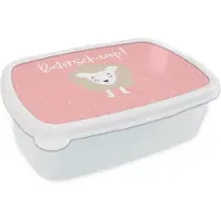 MuchoWow Broodtrommel Wit - Lunchbox - Brooddoos - Get well soon - Quotes - Roze - Schaap - 18x12x6 cm - Volwassenen