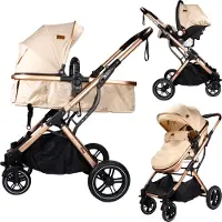 Ding Juna Beige/Rose 3-in-1 Combi Kinderwagen incl. Autostoel DI-381709