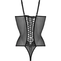 Christine le Duc - Crotch-/Cupless Wetlook Body Mistique - L/XL - Zwart