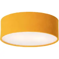 QAZQA Plafondlamp oker 30 cm met gouden binnenkant - Drum