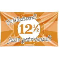 Paper Dreams XXL Gevel Vlag - 12,5 Jaar Getrouwd Goud goud Polyester Vlag