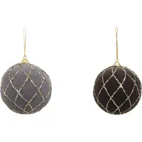 Konges Sløjd Kerst - Kerstballen - Set van 8 - Grijs - Fluweel - Kerstdecoratie - Voor in de kerstboom