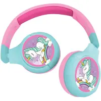 Lexibook 2-in-1 Bluetooth en Bedrade comfortabele opvouwbare Koptelefoon met veilige volumebeperking Unicorn Design
