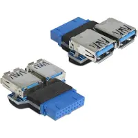 DeLOCK Pin Header adapter USB3.0 (v) - 2x USB-A (v)
