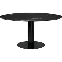 Gubi 2.0 eettafel marble black, ø150, zwart onderstel