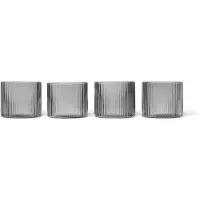 Ferm Living Ripple Lage Glazen - Set van 4 Smoked Grey