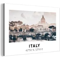 MuchoWow Wanddecoratie Metaal - Aluminium Schilderij Industrieel - Rome - Skyline - Italië - Zomer - 150x100 cm - Dibond - Foto op aluminium - Industriële muurdecoratie - Voor de woonkamer/slaapkamer